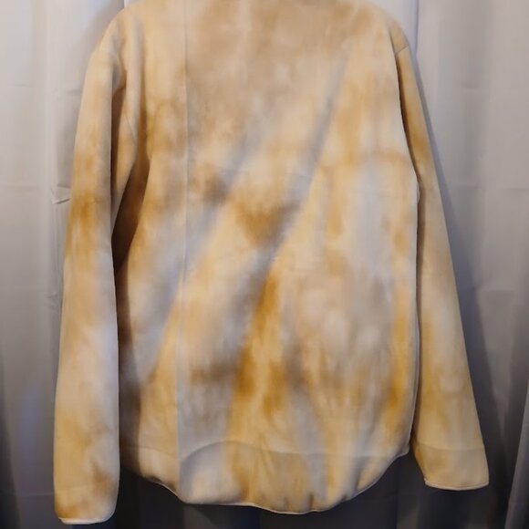Nwt Fleece Full Zip up Sweatshirt women M Tan Tie Dye Collared w/ Zip Pockets - Picture 7 of 10